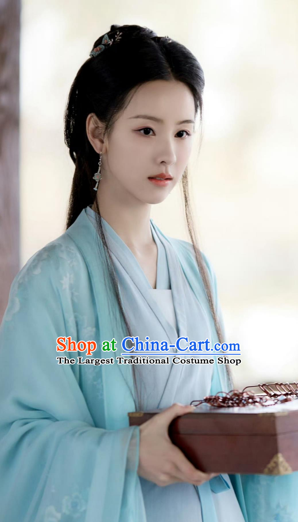 Chinese TV Series The Legend of Heros Mistress Huang Feng Heng Clothing Ancient China Swordswoman Blue Dresses