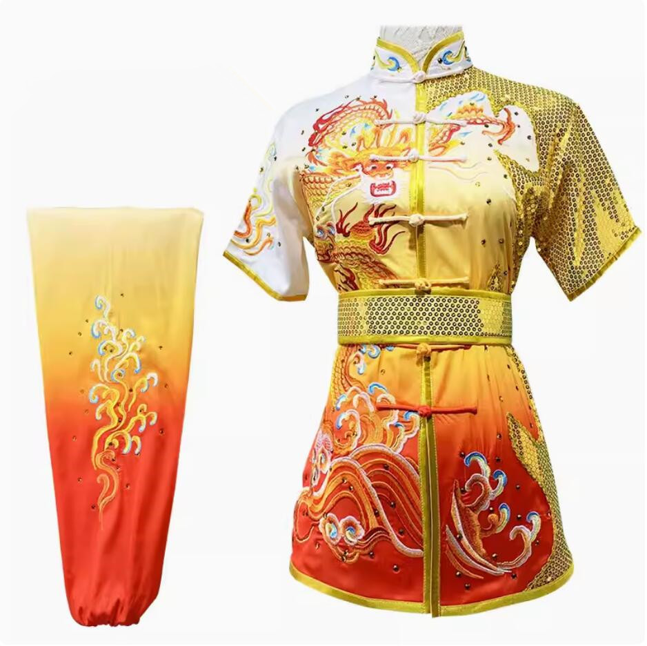 Top Embroidered Dragon Martial Arts Suit Chinese Kung Fu Costume Wushu Competition Uniform