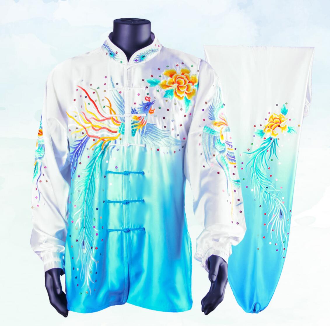 Top Embroidered Tai Chi Suit Chinese Kung Fu Taiji Costume Pure Silk Wushu Uniform