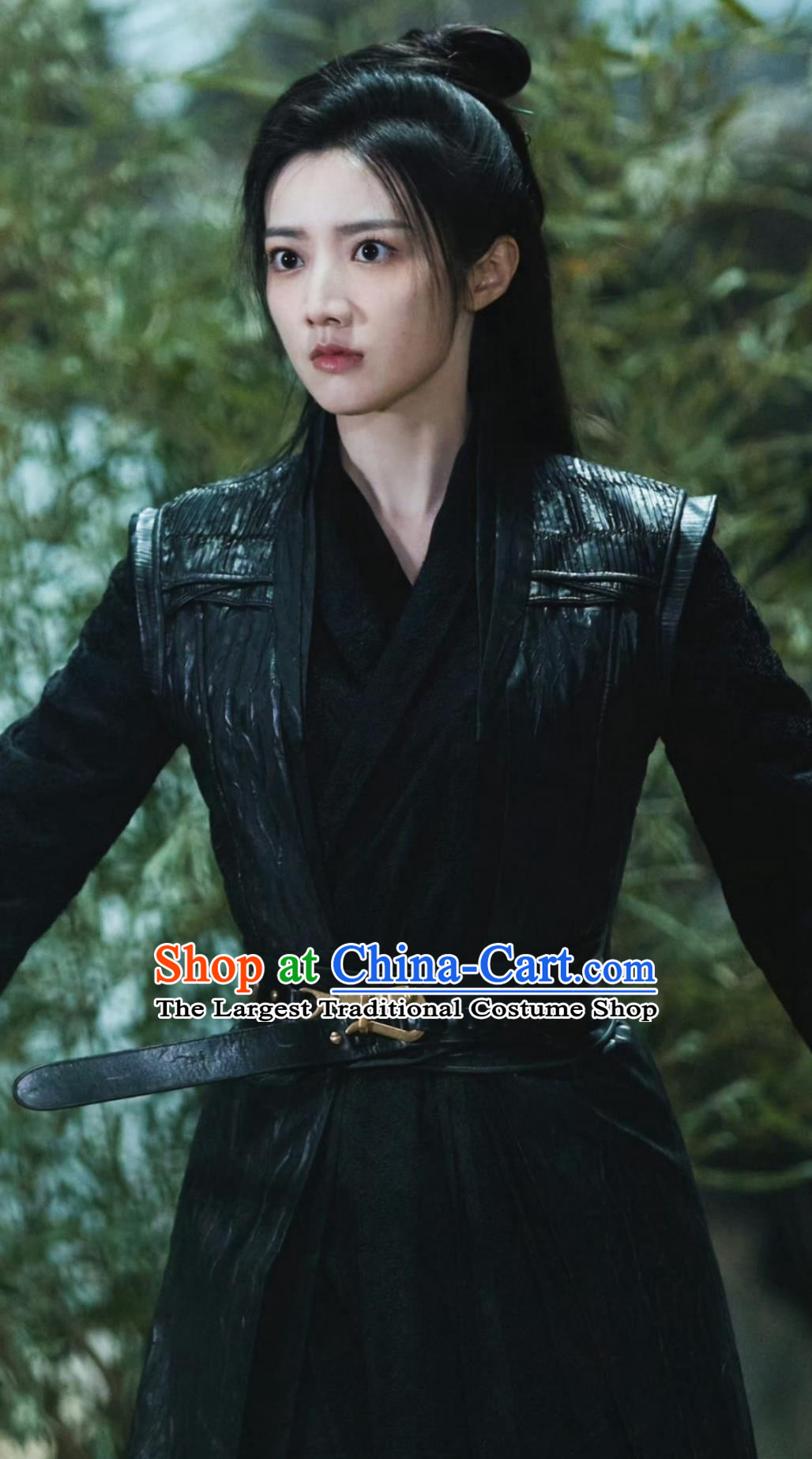 Ancient China Swordswoman Black Costume Chinese Wuxia TV Series The Legend of Heroes Female Warrior Mu Nian Ci Clothing