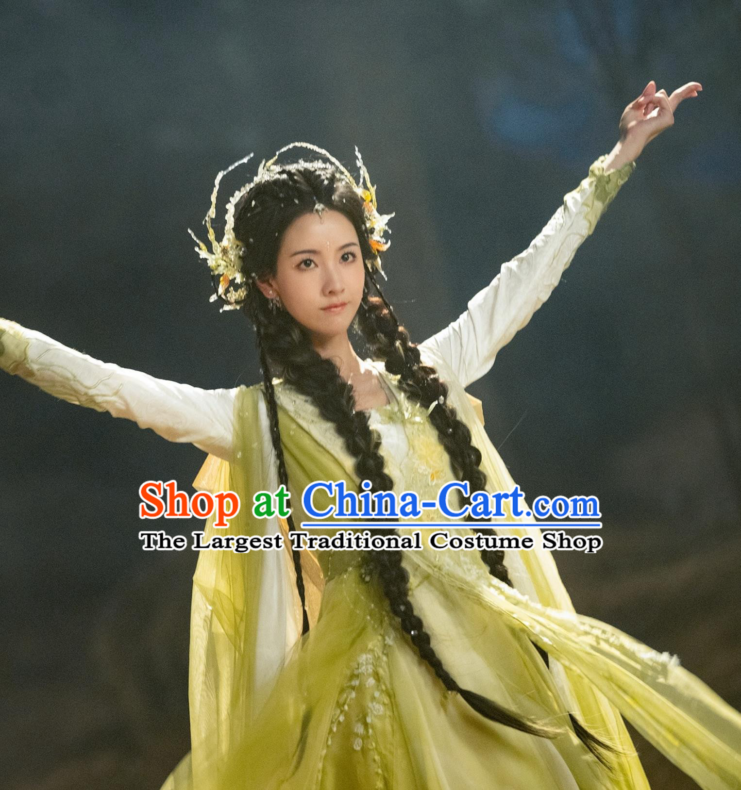 Ancient China Fairy Clothing Chinese TV Series Fox Spirit Matchmaker Red Moon Pact Yue Ti Xia Green Dress