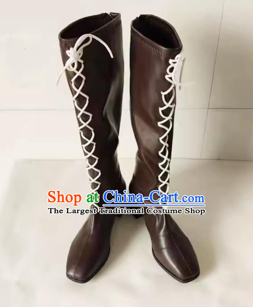 Funeral Lilian Cosplay Shoes Huertack Cosplay Boots Dark Brown