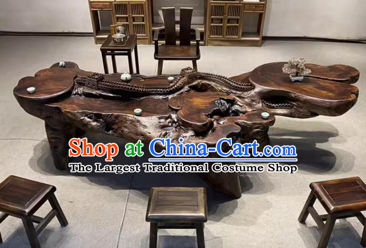 Hand Carved Great Wall Wenge Teatable Chinese Tree Root Tea Table Kung Fu Tea