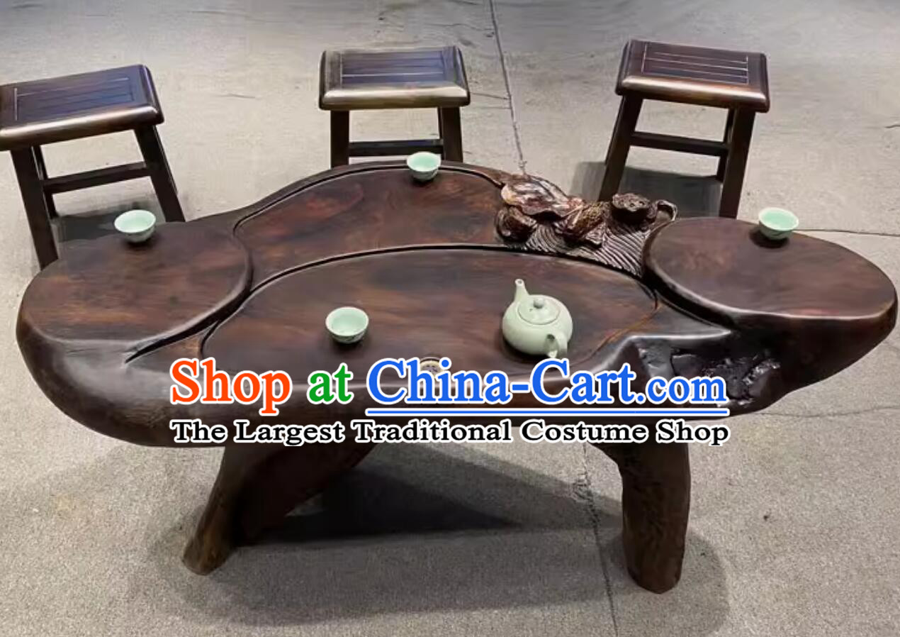 Chinese Tree Root Tea Table Kung Fu Tea Hand Carved Wenge Teatable