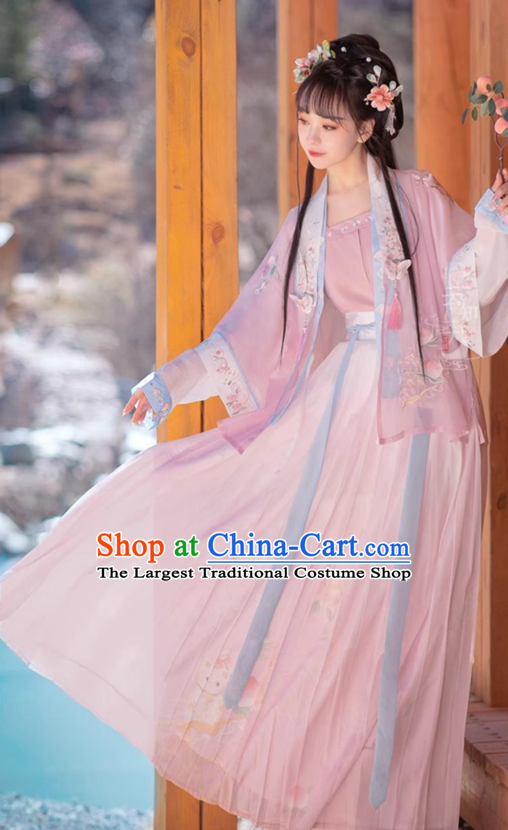 China Song Dynasty Young Lady Pink Dress Ancient Royal Princess Costumes Chinese Hanfu