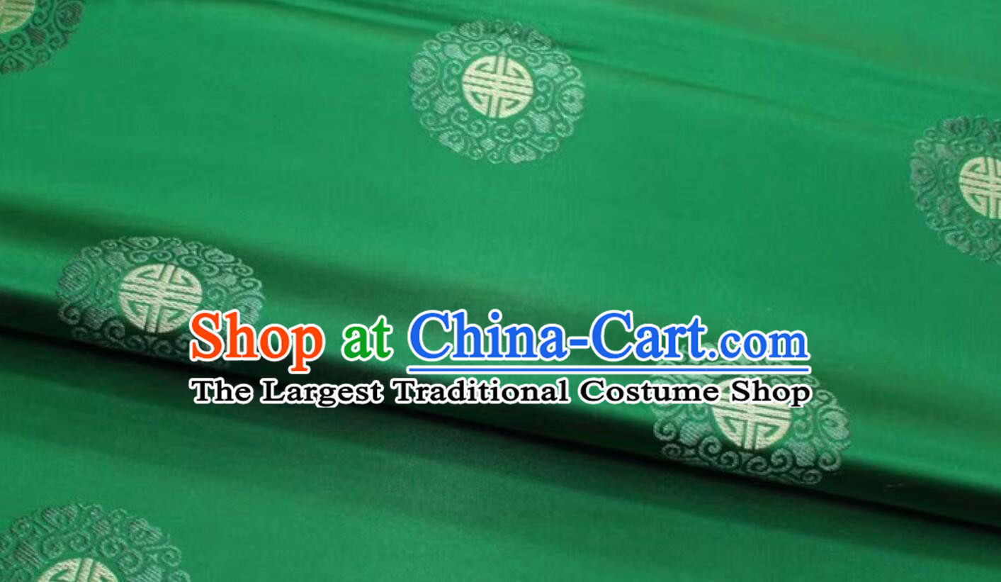 Traditional Satin Tang Suit Silk Material Chinese Classical Lucky Pattern Design Green Brocade Fabric