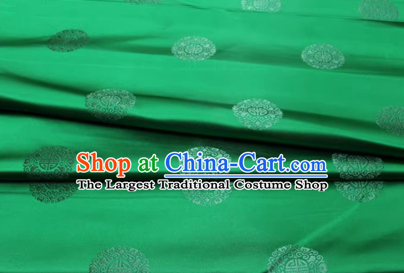 Chinese Classical Lucky Pattern Design Green Brocade Fabric Traditional Satin Tang Suit Silk Material