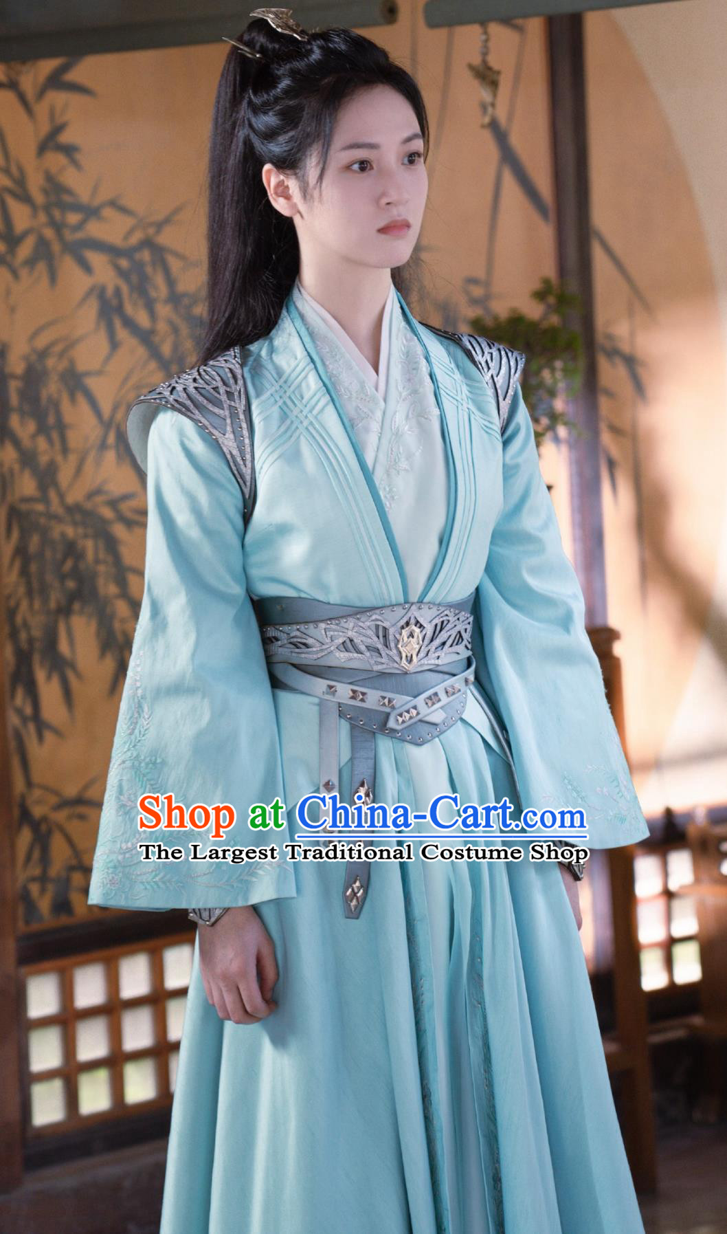 Chinese TV Drama Dashing Youth Female Warrior Li Han Yi Garment Costume Ancient China Swordswoman Blue Dress Clothing