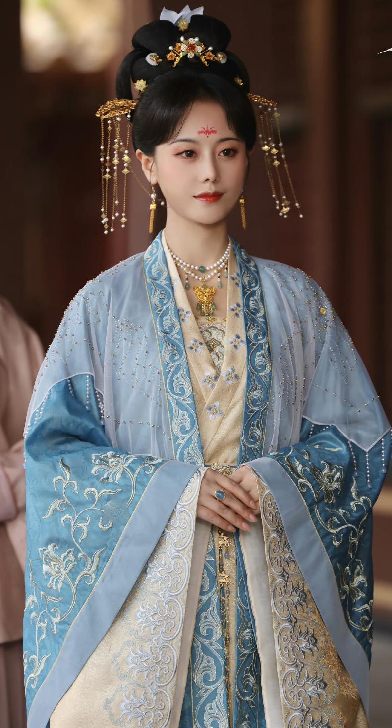 Chinese TV Drama Story of Kunning Imperial Consort Xue Shu Blue Dresses Ancient China Palace Woman Clothing