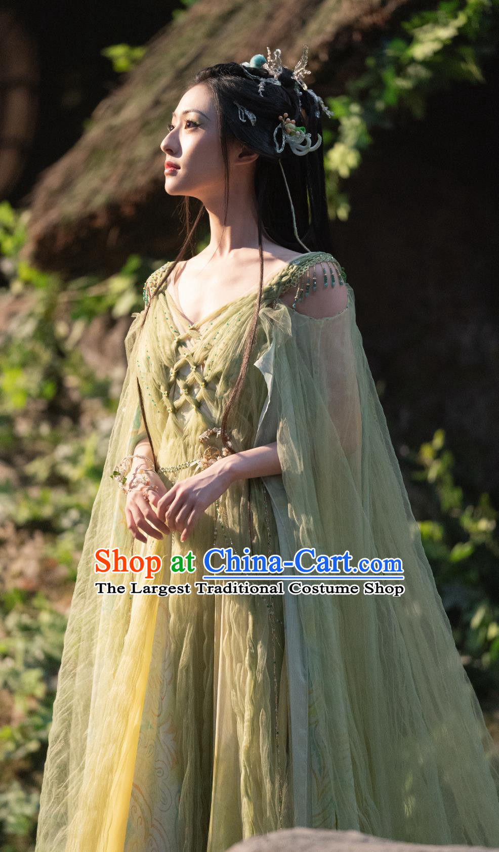 Ancient China Fairy Princess Clothing Chinese TV Series Fox Spirit Matchmaker Red Moon Pact Tushan Rong Rong Green Dress