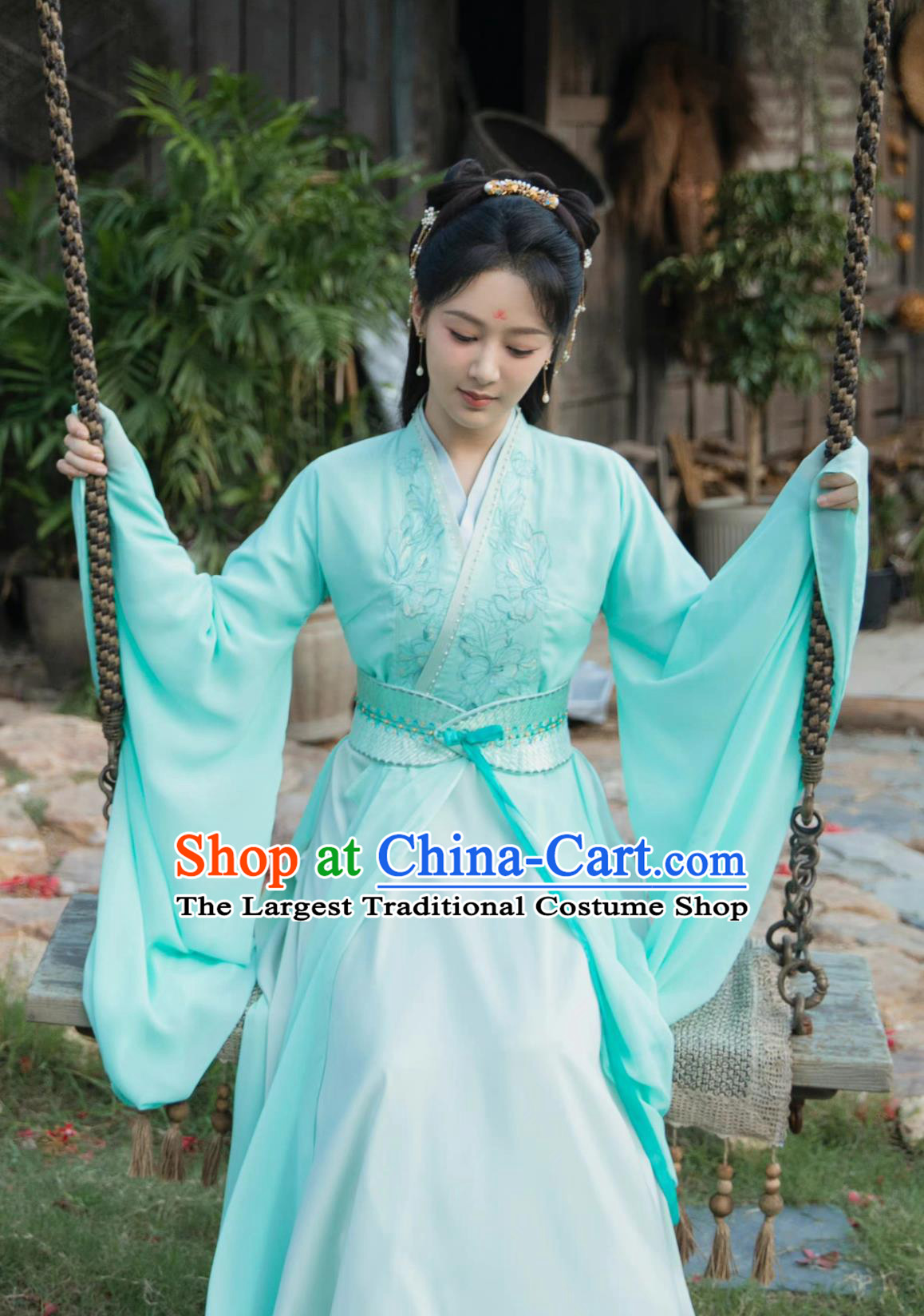 Ancient China Young Lady Clothing Traditional Hanfu Chinese TV Drama Lost You Forever Princess Xiling Jiu Yao Blue Dress