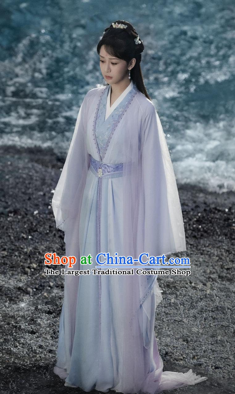 Ancient China Noble Lady Clothing Chinese Traditional Hanfu TV Drama Lost You Forever Princess Xiao Yao Lilac Dress Costume