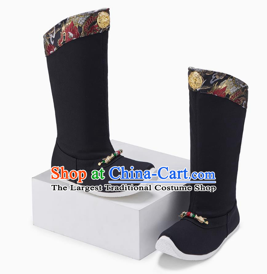 Traditional Hanfu Shoes Chinese Ming Dynasty Emperor Boots Ancient China Swordsman Black Boots