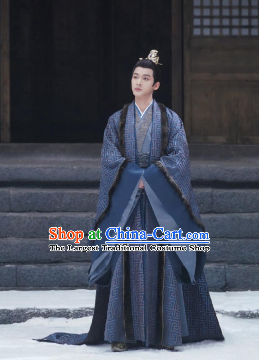 Ancient China Royal King Clothing Traditional Chinese Hanfu TV Drama Lost You Forever Emperor Xiyan Cang Xuan Garment Costume