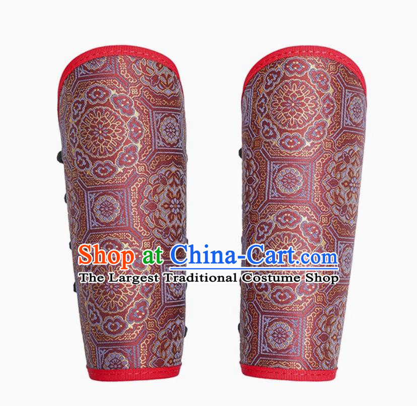 Chinese Ming Dynasty Red Armguard Ancient China Warrior Wrist Bands Traditional Hanfu Accessories