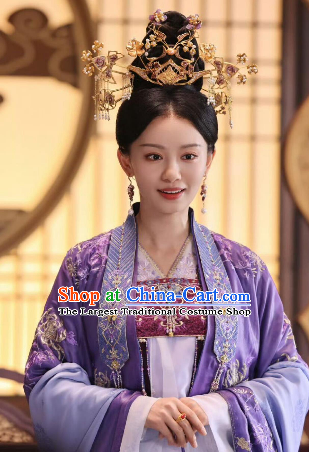 TV Drama Lost You Forever Empress Chenrong Yin Yue Costume Ancient China Court Woman Clothing Traditional Chinese Purple Hanfu Dress