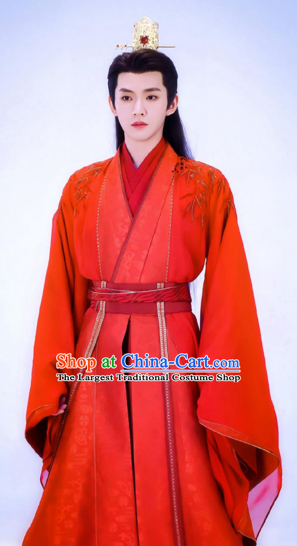 Ancient China Noble Childe Clothing Traditional Chinese Wedding Hanfu TV Drama Lost You Forever Master Tushan Jing Red Costume