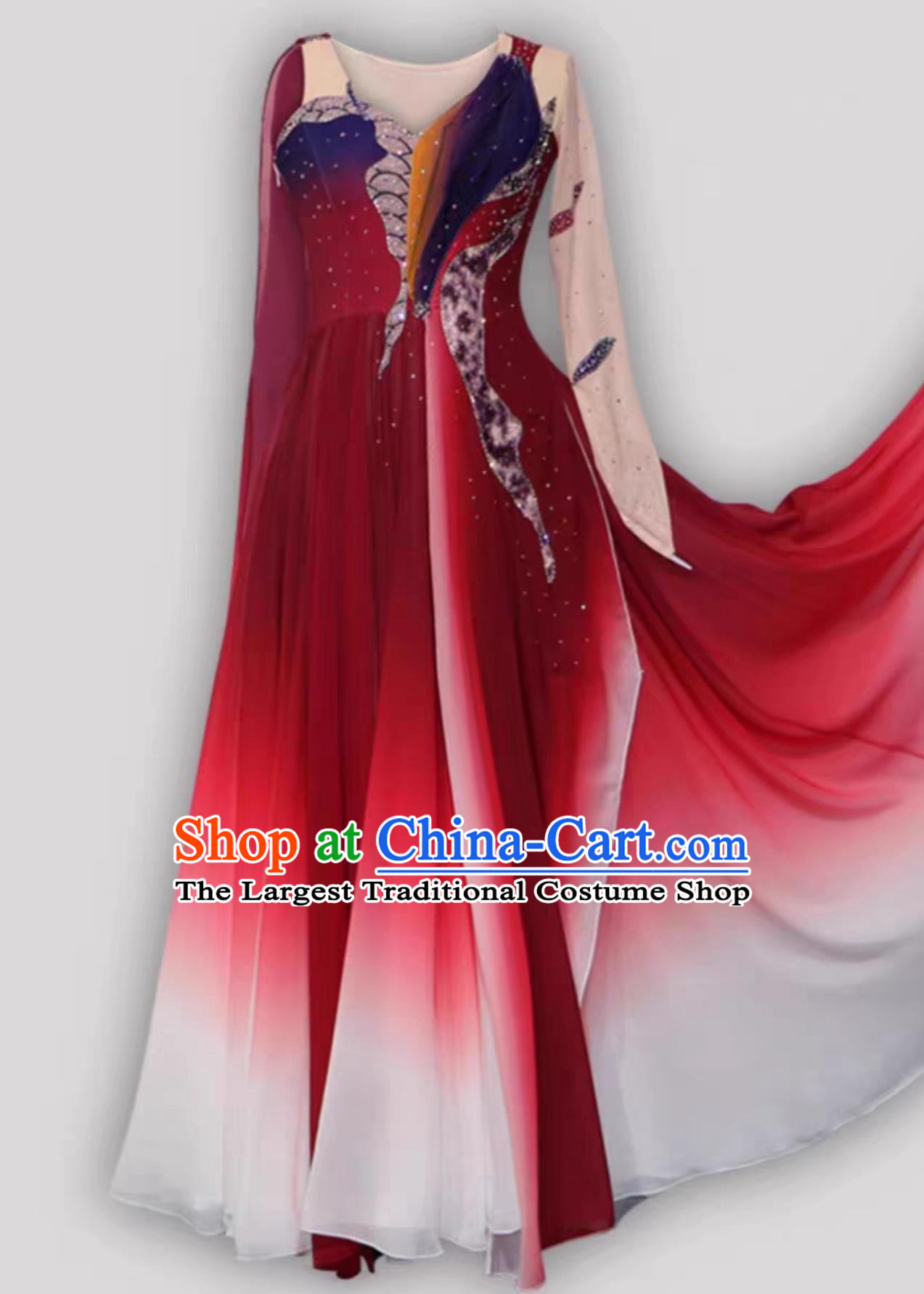 Top Dance Contest Woman Solo Dance Costume Chinese Classical Dance Yi Hong Zhuang Red Dress