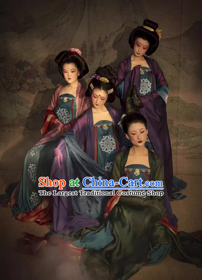 Chinese Classical Dance Chang An Noble Lady Hanfu Dress Top Stage Performance Women Group Dance Costume