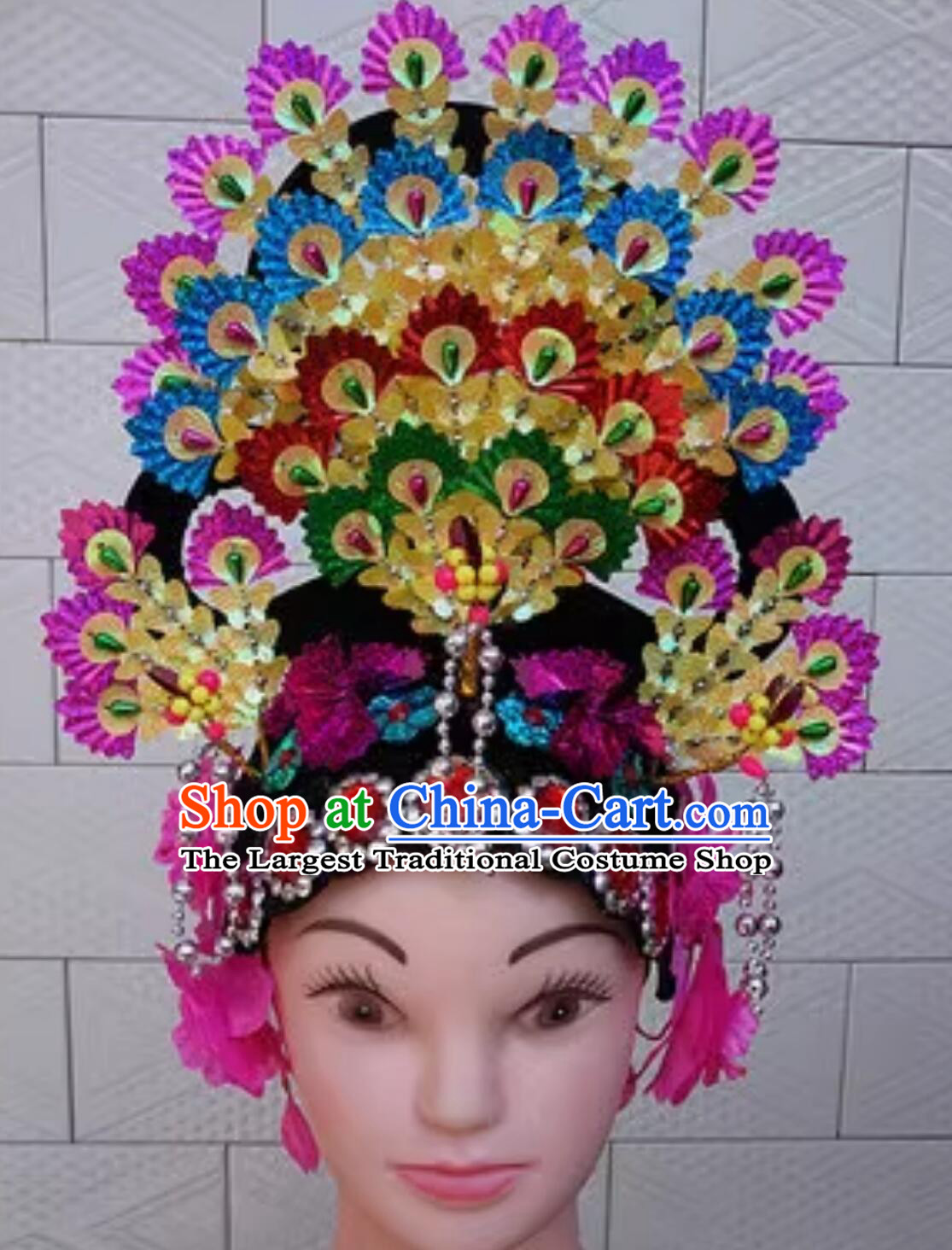 Handmade Opera Headwear Chinese Folk Dance Headdress New Year Parade Headpiece