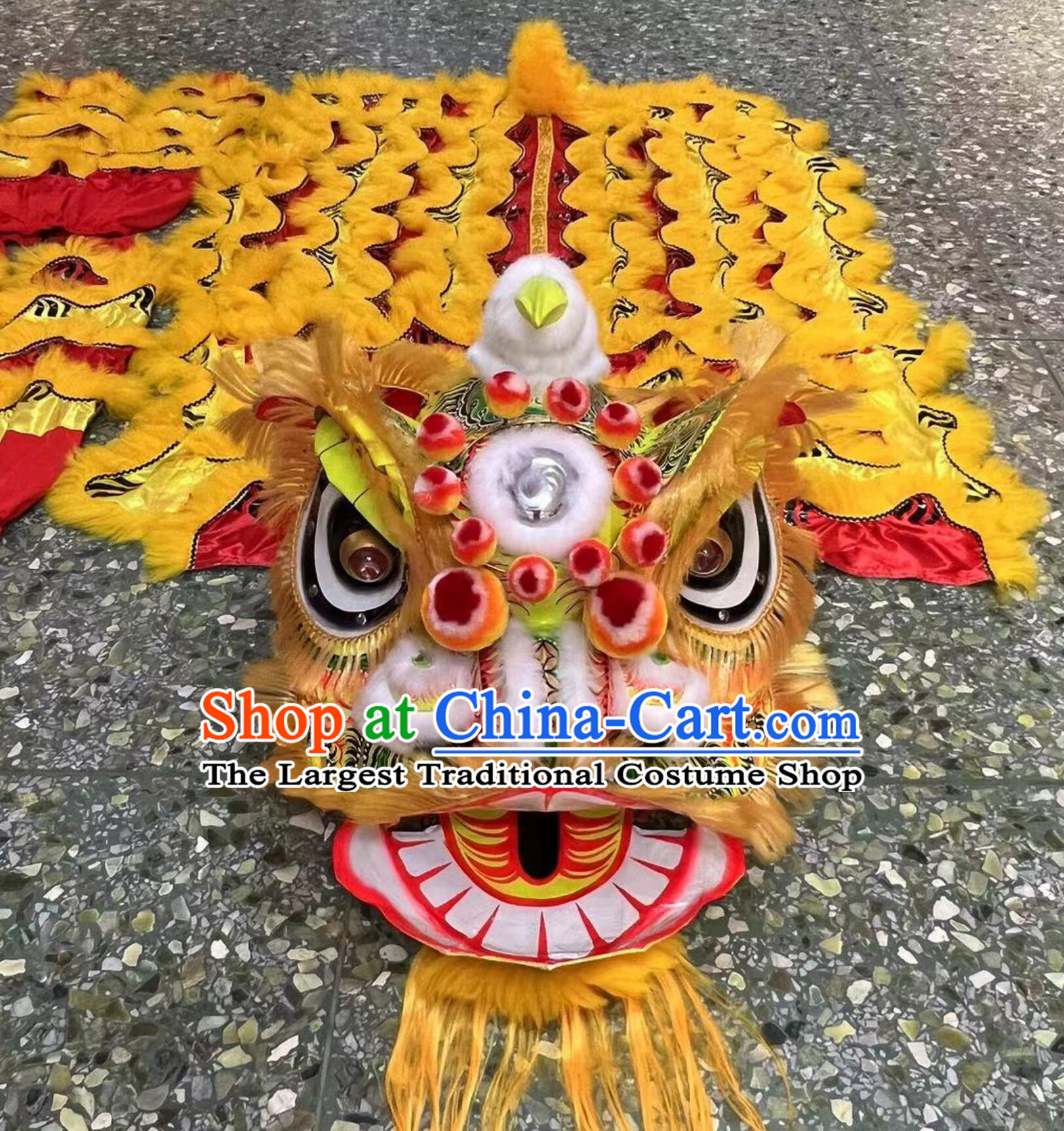 Festival Dancing Lion Tiger Spot Costume Handmade Toothbrush Hair Liu Bei Lion Head Chinese Lion Dance Clothing Complete Set