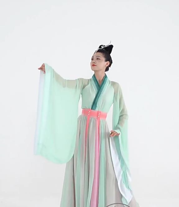 Classical Dance Chinese Style Hanfu Green Performance Costume Womens Guoxue Bamboo Rhythm Dancewear
