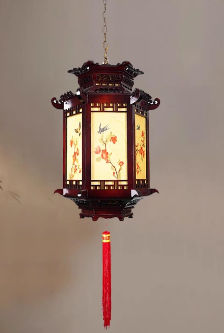 Wood Chinese Tea Room Zen Mini Pendant Light Temple Corridor Lamp Ancient Architecture Ming and Song Dynasty Aesthetics Light