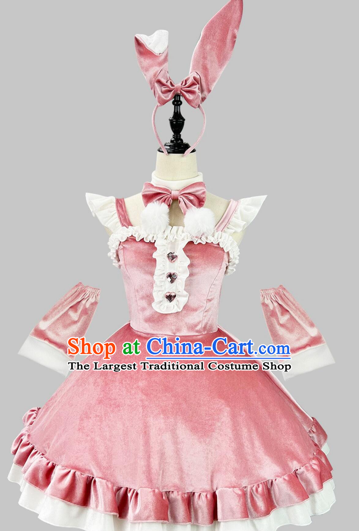 Bunny Girl Rabbit Pink Suit Christmas Costume Stage Performance New Year Party Dress Sexy Christmas Outfit