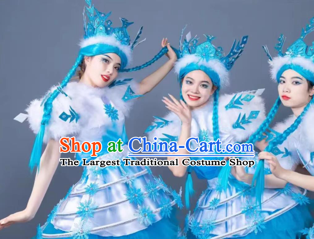 Snowflake Elf Princess Parade Costume White Theme Stage Attire