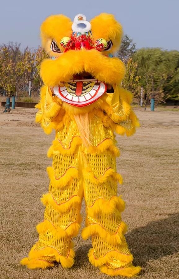 One Person Lion Dance Clothing Handmade Lion Head Chinese Dancing Lion Costume Complete Set