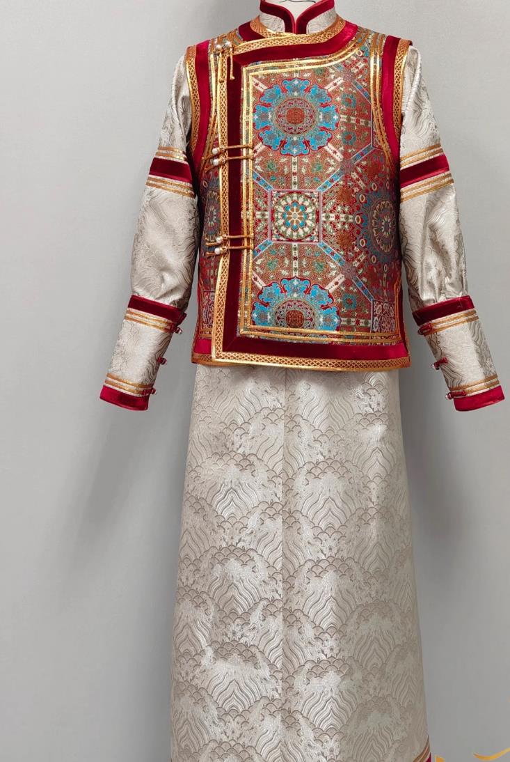 Chinese Mongol Minority Fashion Show Attire Mongolian Ethnic Male Wedding Costume