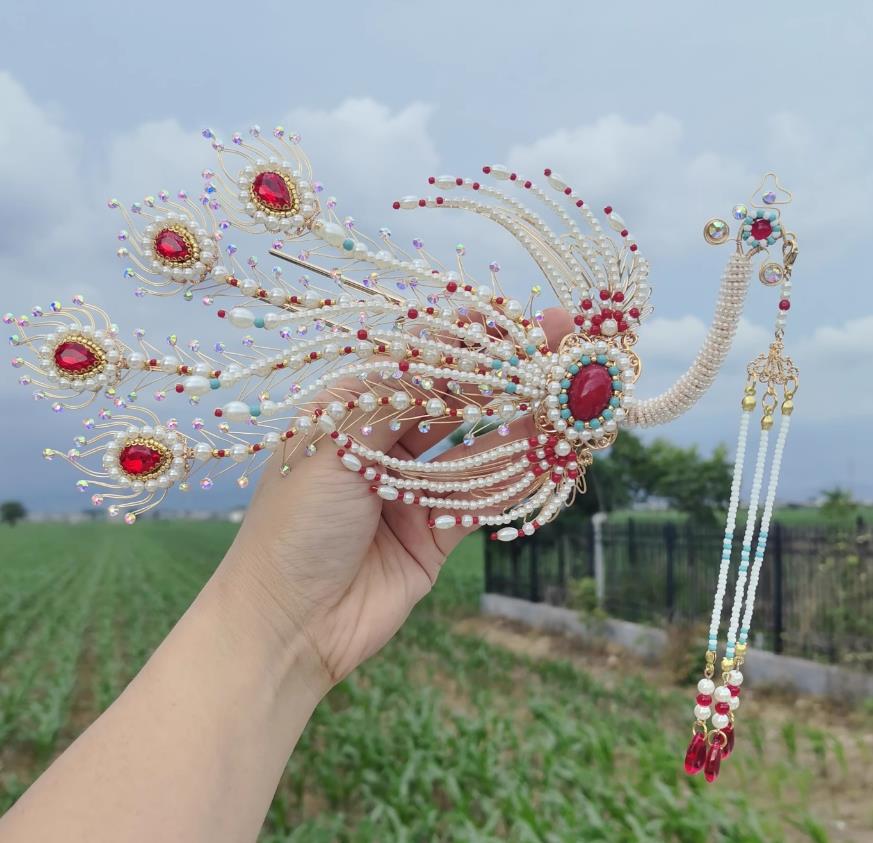 Golden Phoenix Hairpin Traditional Hanfu Hair Accessory Wedding Headdress Ancient Chinese Empress Phoenix Crown