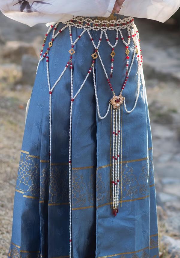 Handmade Mamian Skirt Waist Ornament Pearl Tassel Waist Chain Chinese Hanfu Beaded Accessory