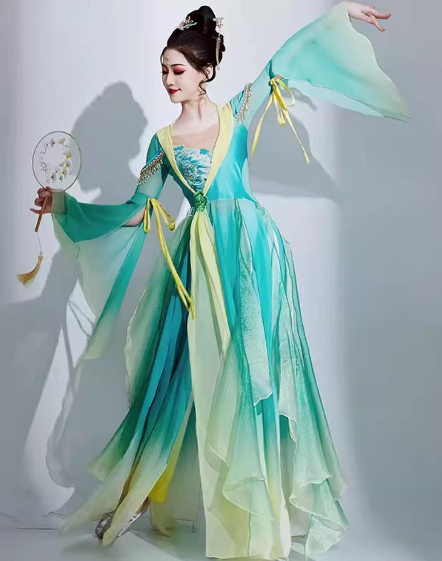 Ethereal Fairy Fan Dance Dress Chinese Classical Dance Costume Women Elegant Han Tang Dance Clothing