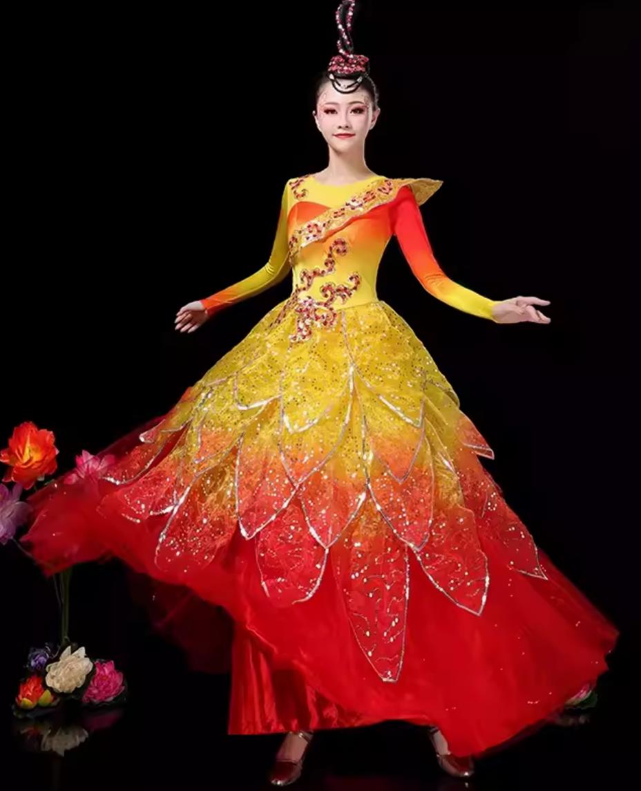 Spring Festival Gala Opening Dance Dress Chinese Classical Dance Costume Women Group Dance Petal Clothing