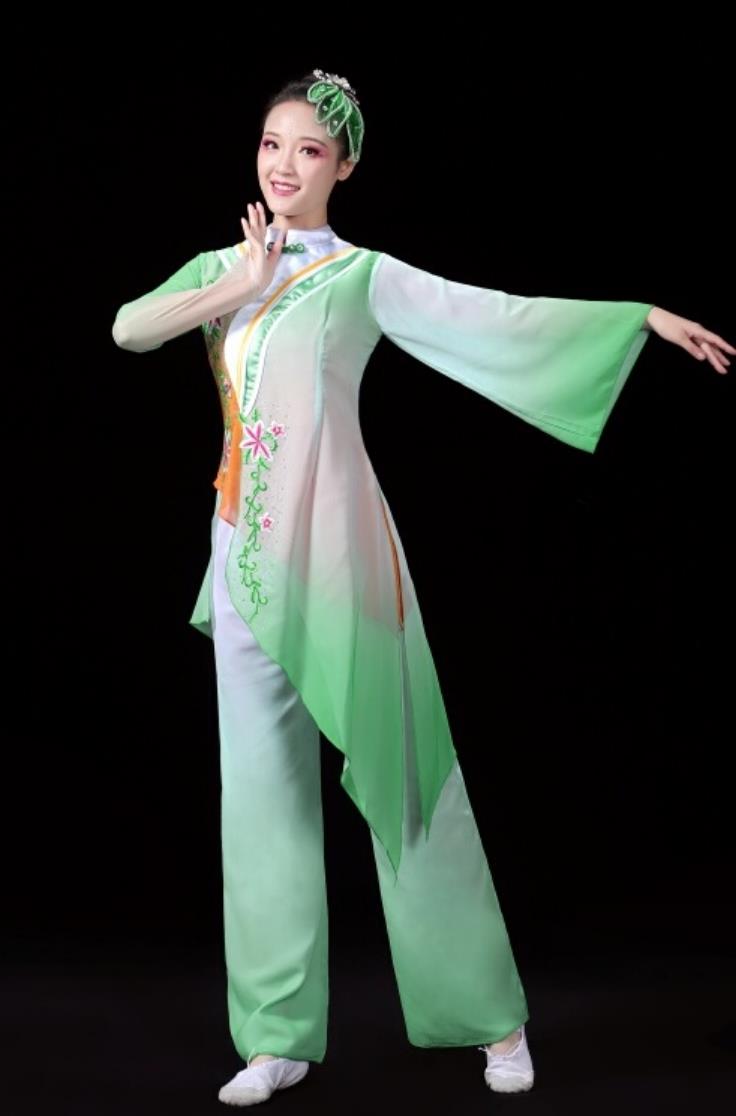 Classic Dance Yangko Performance Costume Women Drunken Spring Breeze Fan Umbrella Dance Chinese Group Performance Clothing