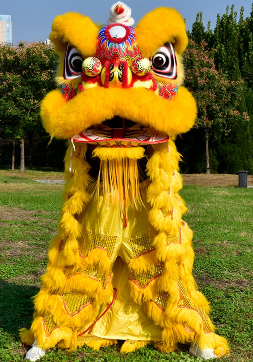 Lion Dance Props Adult Lion Dance Head Modern Dancing Lion Clothing Golden Wool Lion Dance Costume Full Set