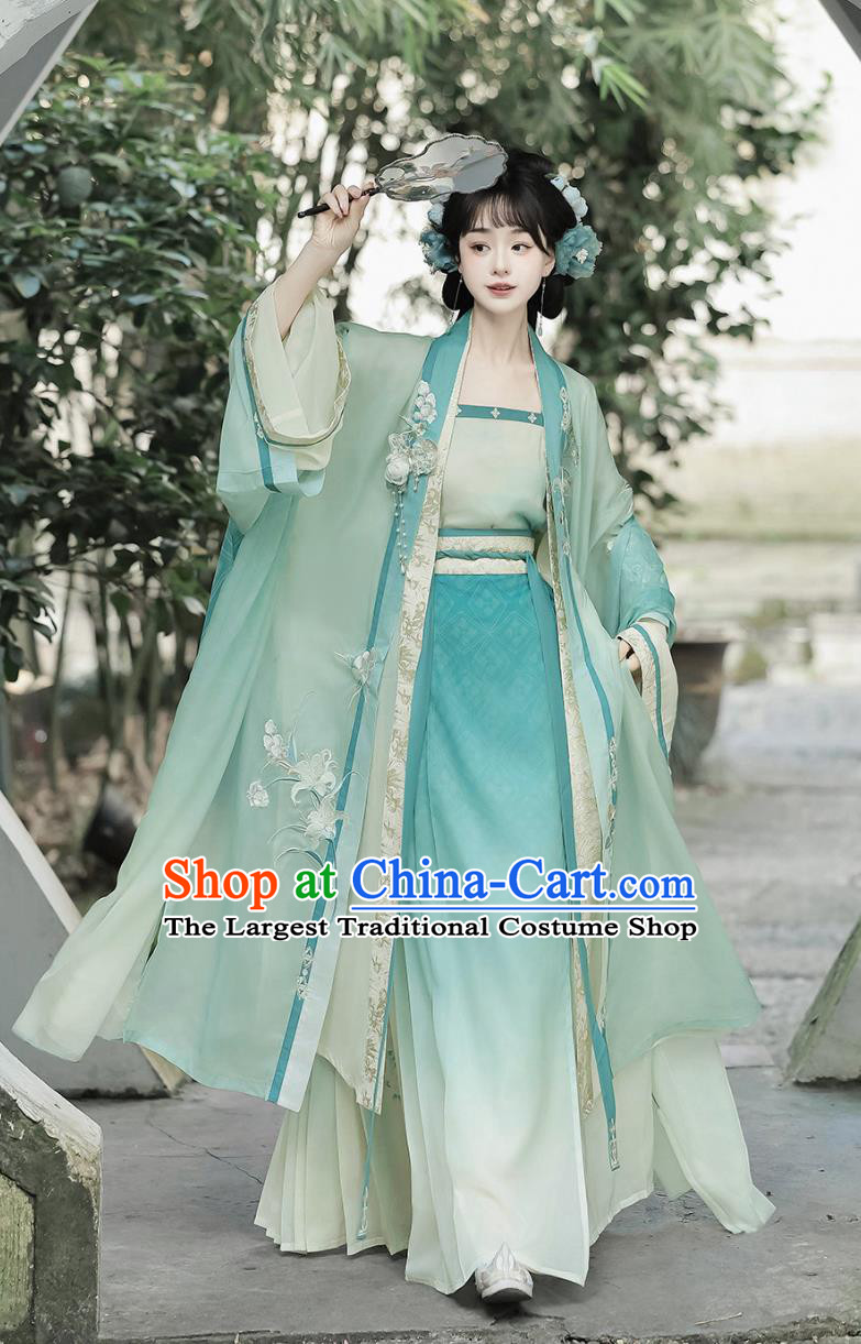 Traditional Embroidered Green Hanfu Dress Chinese Song Dynasty Women Clothing Film And Television Drama Ancient Princess Costume