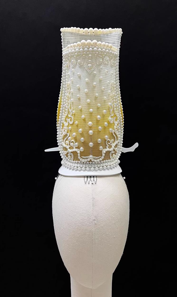 Chinese Group Dance Porcelain Catwalk Show Yellow Hair Crown Classical Dance Porcelain Shadow Dance Headdress