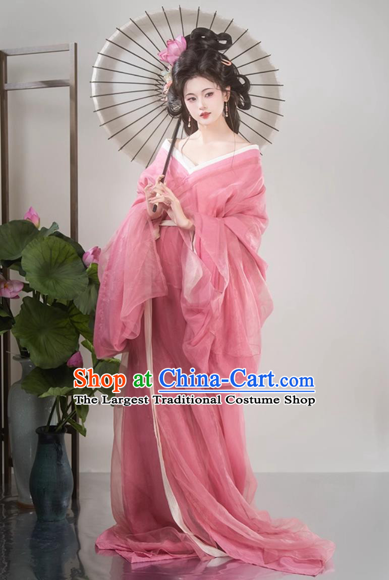 Traditional Hanfu Warring States Robe Ancient Chinese Court Princess Costumes Pink Fairy Dress