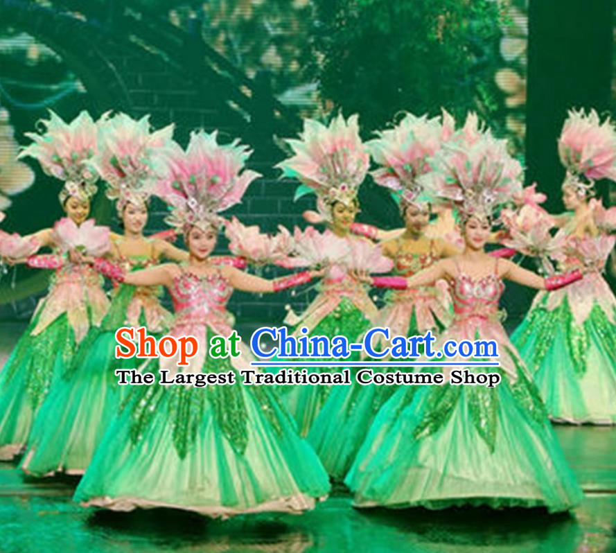 Opening Dance Puffy Flared Long Dress Stage Show Costume Chinese Gala Modern Dance Attire