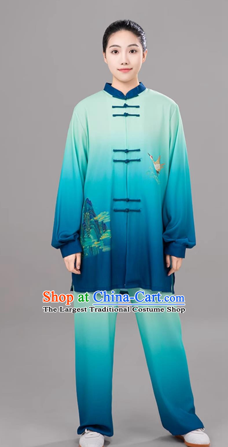 Gradient Color Tai Chi Suit Taiji Ba Duan Jin Training Uniform Competition Performance Outfit