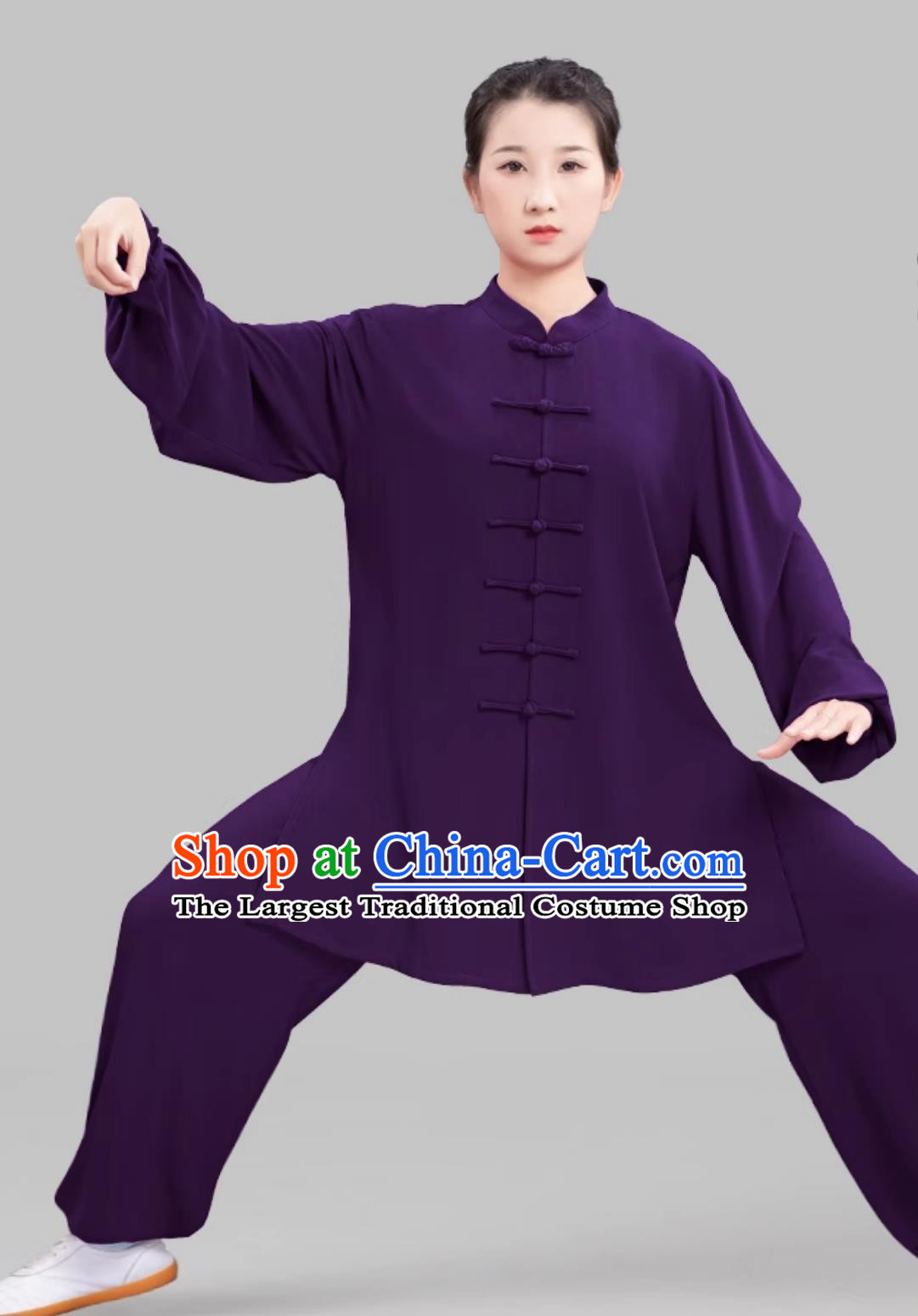 Purple Women Stretch Tai Chi Suit Ba Duan Jin Taiji Training Outfit