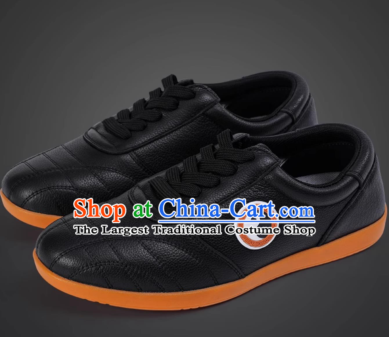 Black Top Leather Tai Chi Shoes Rubber Sole Ba Duan Jin Training Shoes