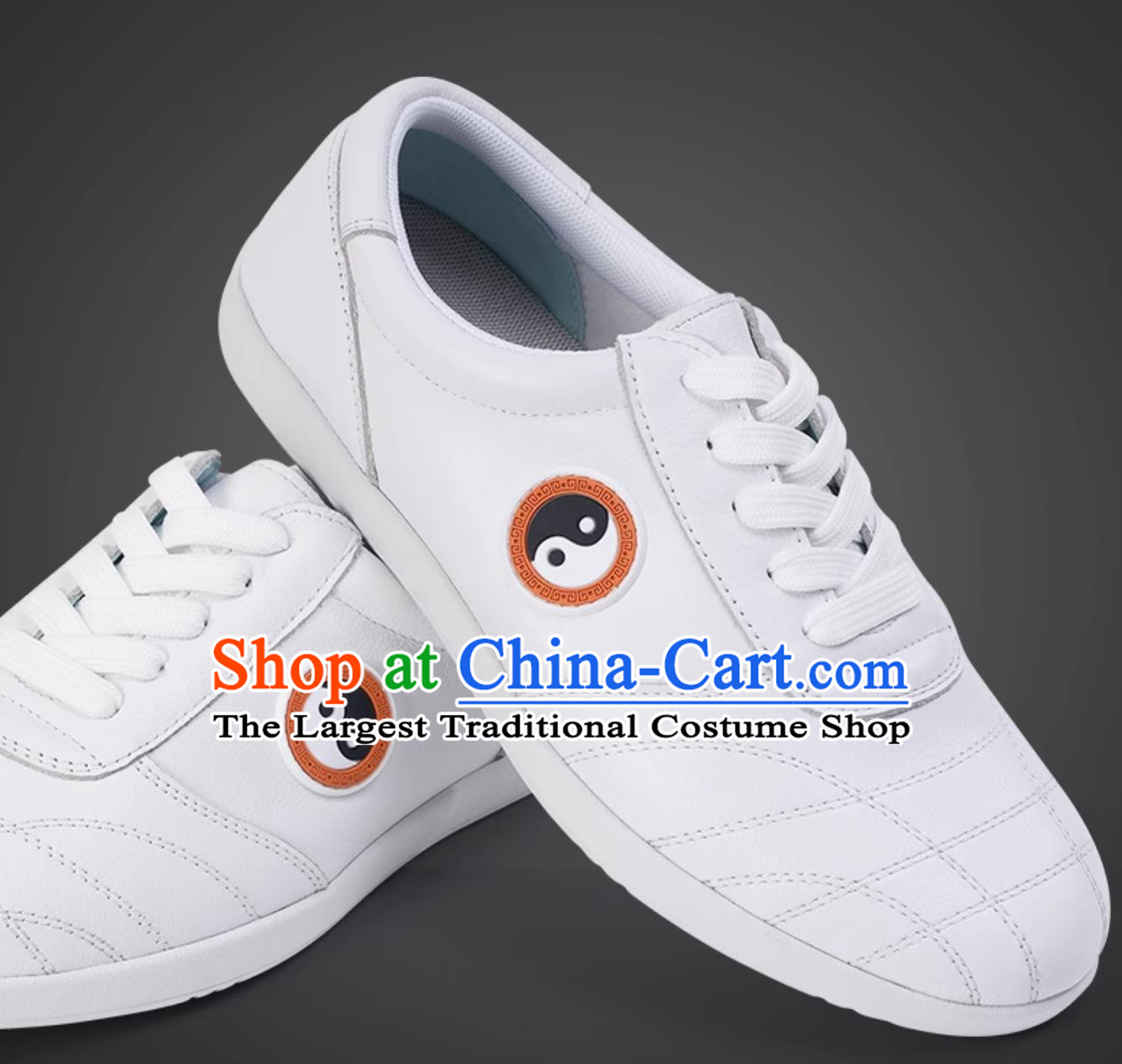 All White Leather Tai Chi Shoes Professional Ba Duan Jin Training Shoes