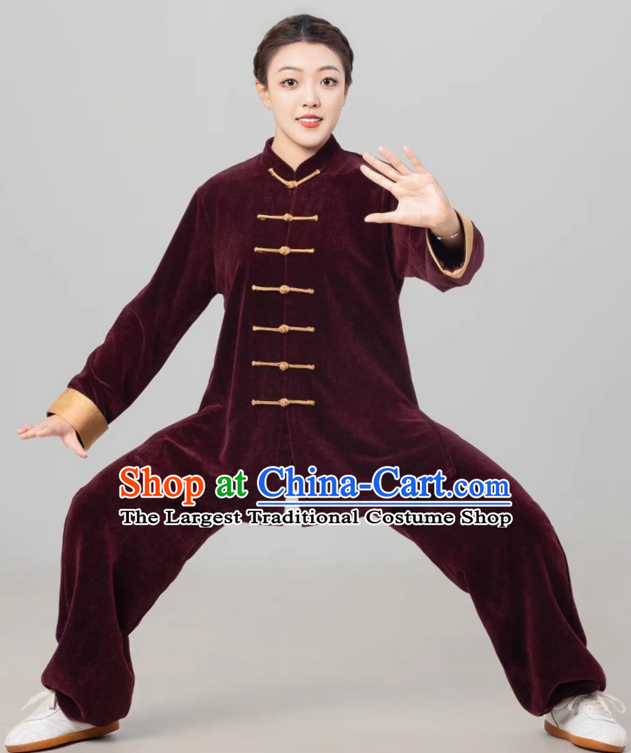 Angora Red Double Faced Fleece Women Tai Chi Suit Autumn Winter Thickened Tai Chi Training Uniform Martial Arts Clothing