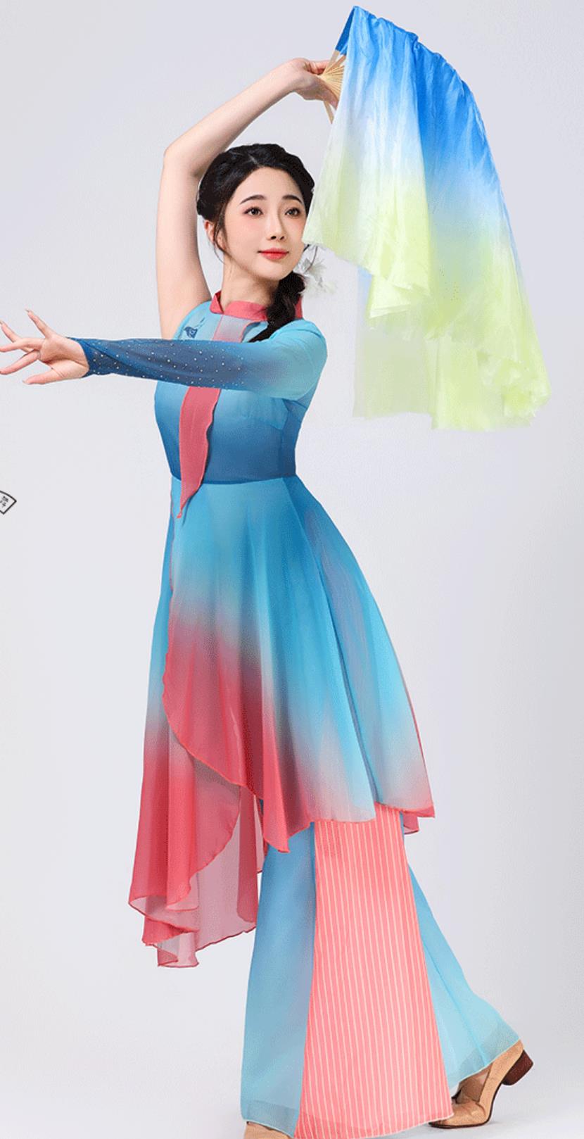 Classical Dance Costume Chinese Style Performance Outfit Jiaozhou Yangko Fan Dance Dress