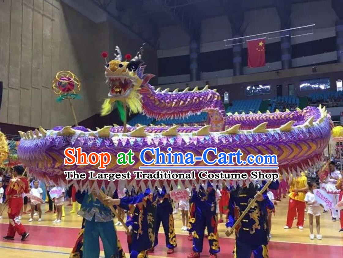 Purple Net Dragon Costume Traditional Loong Dance Prop Chinese Festival Dragon Dance Equipment