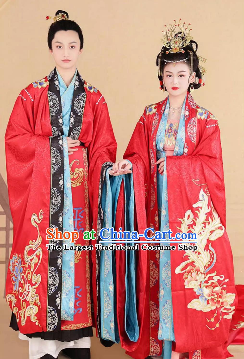 Tang Dynasty Hanfu Wedding Gowns Chinese Style Embroidered Bride and Groom Dresses Heavy Embroidery Trainning Clothing Couple Set