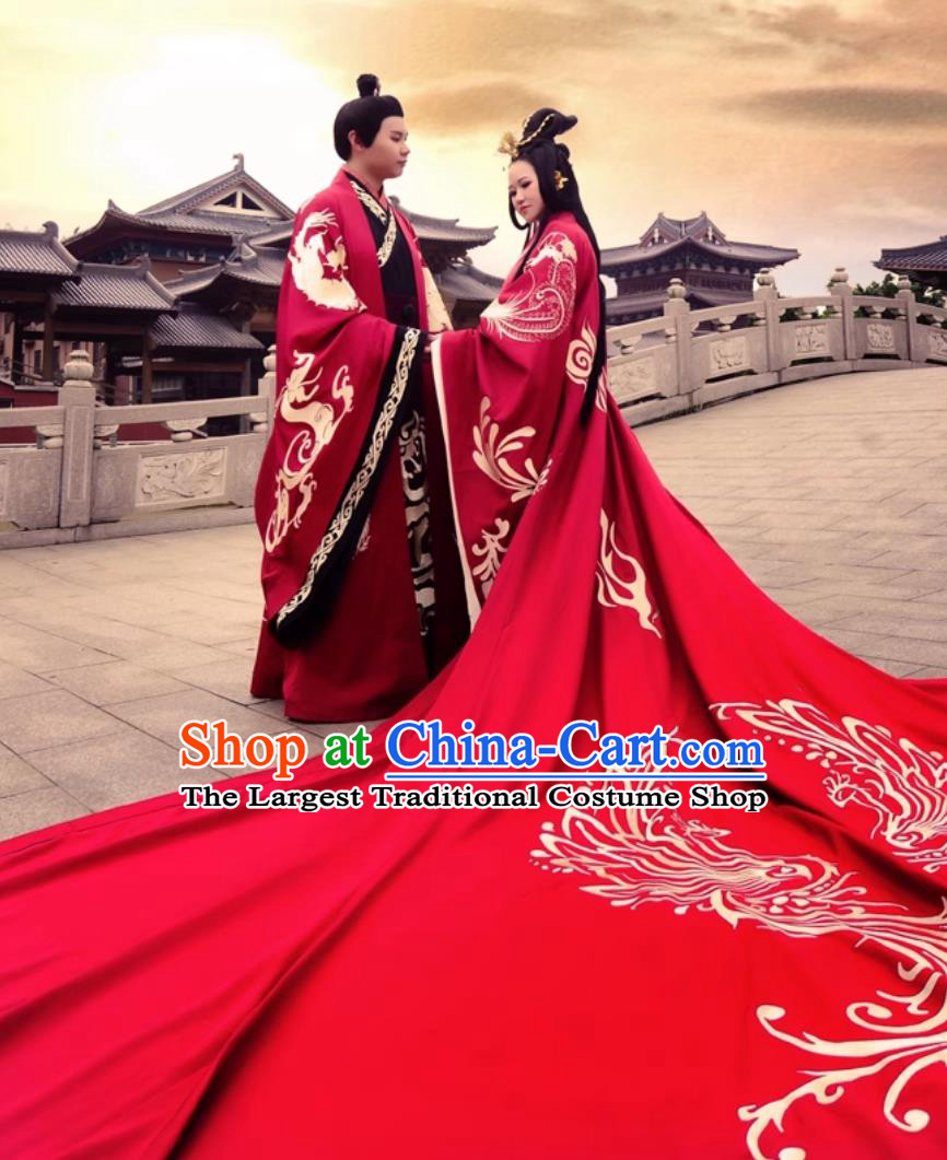Zhou Dynasty Hanfu Training Wedding Attires Chinese Traditional Ceremonial Gown Ancient Bride and Groom Costumes